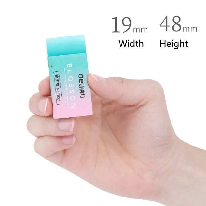 Cute translucent coloured pencil rubber eraser measuring 4.8cm by 2cm by 1cm for school and art use