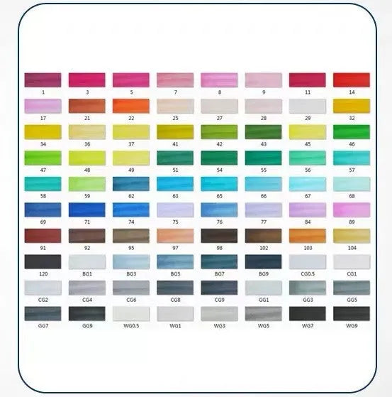 Set of double-headed alcohol oily colour markers with round and inclined nibs for professional art and design work.