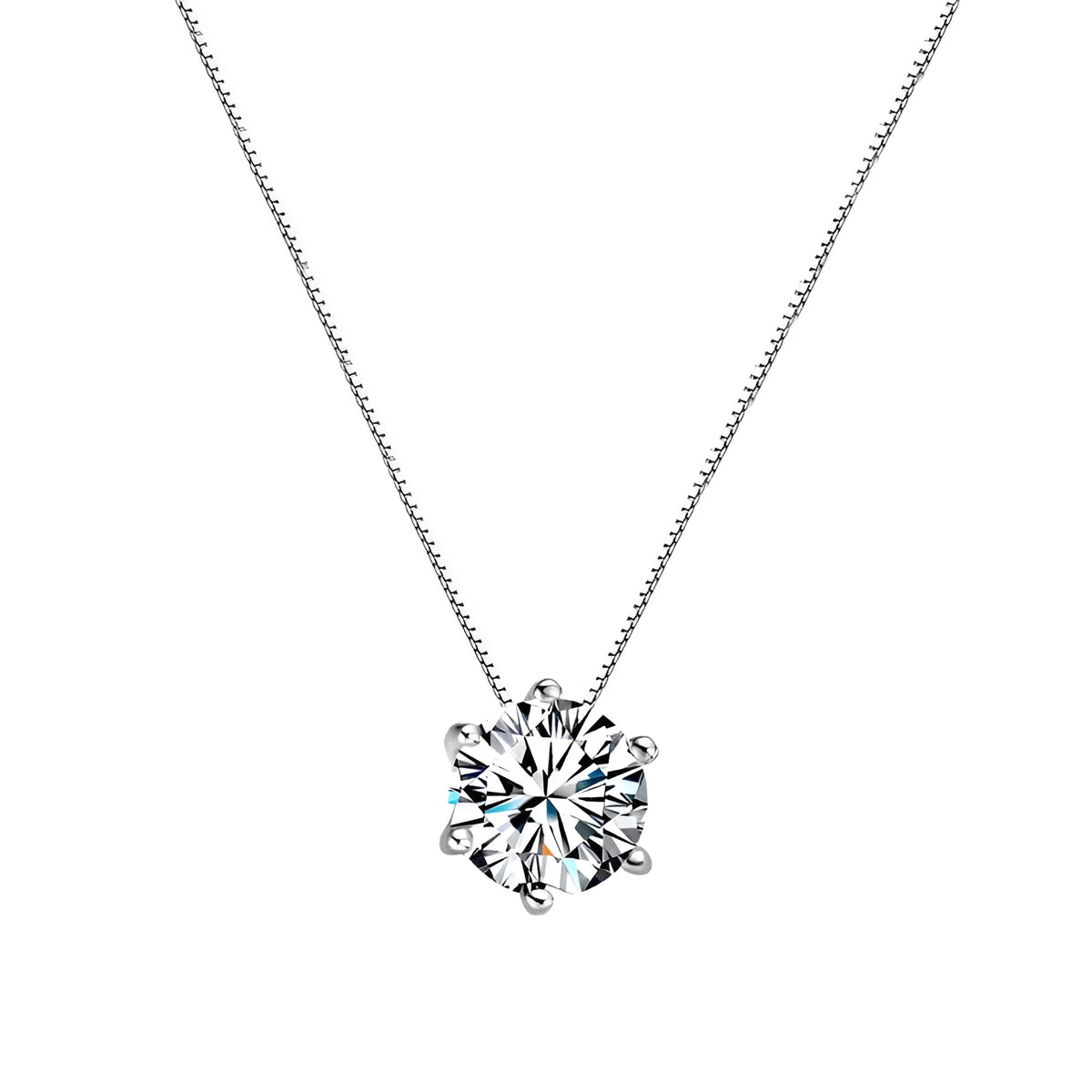 Simple geometric silver copper pendant necklace for women on white background, adjustable chain 21-50cm