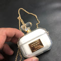 White perfume bottle style silicone protective case for Apple AirPods Pro, AirPods 3 and AirPods 2 wireless charging box.