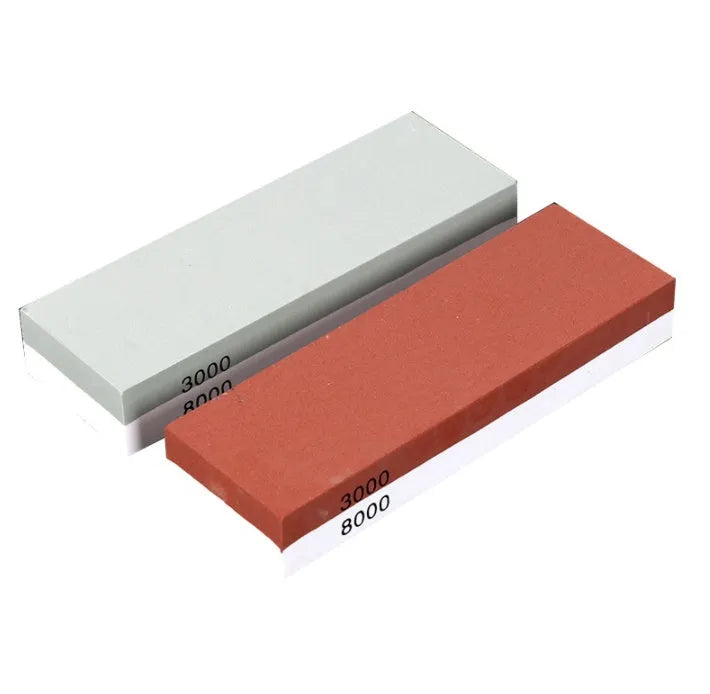 Double-sided 3000/8000 grit white corundum whetstone sharpening kit with bamboo base and accessories