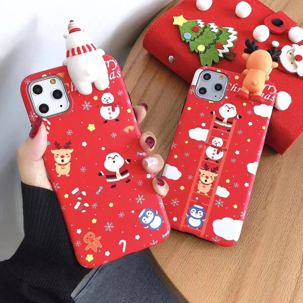 Christmas themed silicone back cover phone case for multiple iPhone models