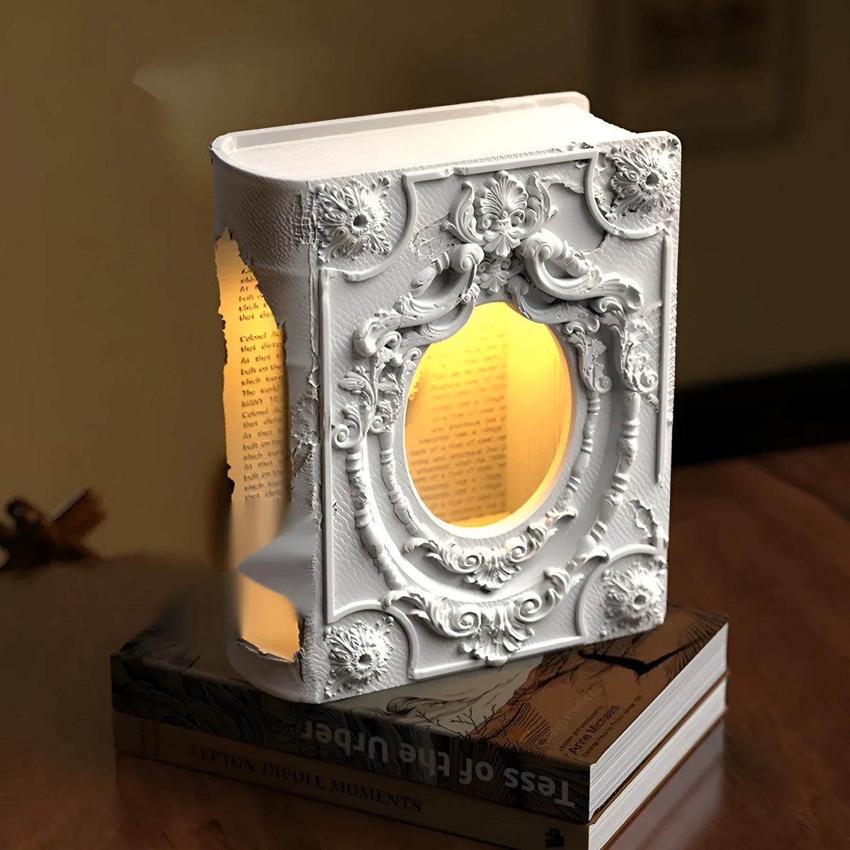 Magic Book gypsum table lamp in book shape for bedroom bedside ornament with switch control