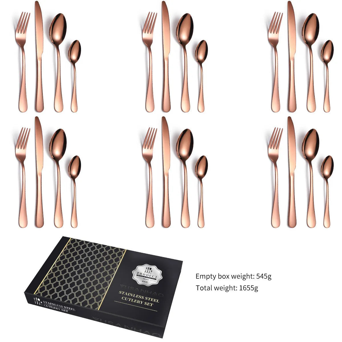 24 piece 18/10 stainless steel cutlery set with knife fork and spoon in black finish
