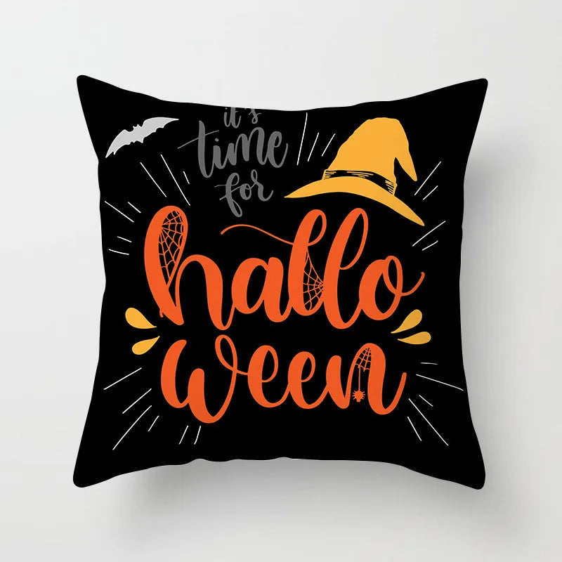 Halloween pillowcase 45x45cm in peach skin fabric with modern simple square design for living room cushion