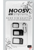 Three-piece SIM card cutter kit showing cutter tool, SIM tray removal tool, and SIM adapter