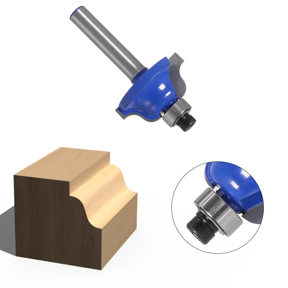 Blue-coated cemented carbide door pattern router bit with 27mm cutting diameter and 6.35mm stem