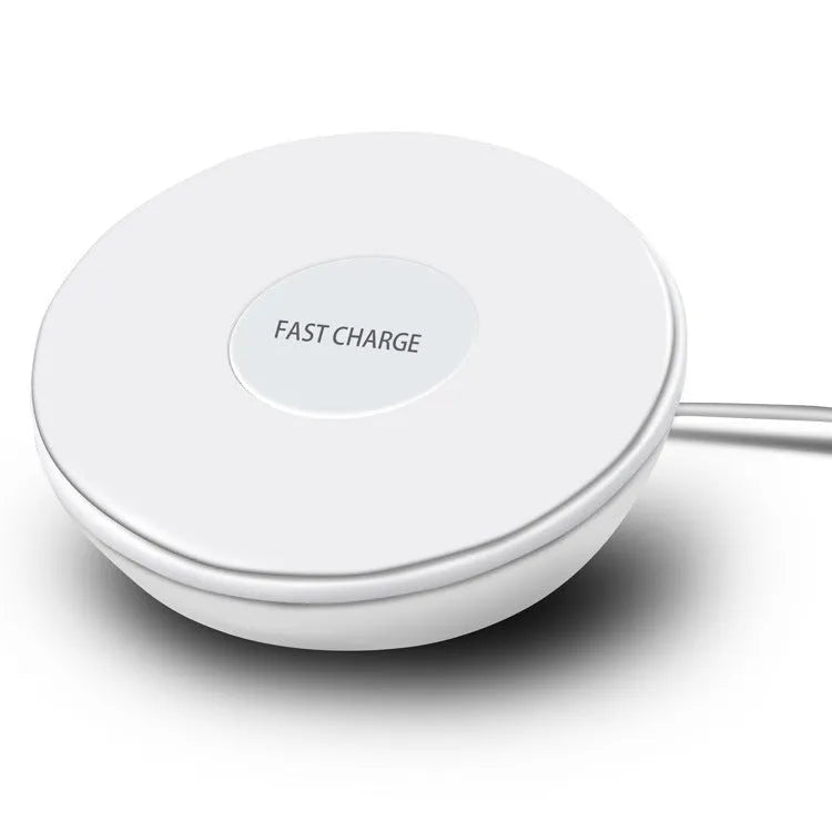 White 10W QI wireless charging pad with digital clock display and alarm functions
