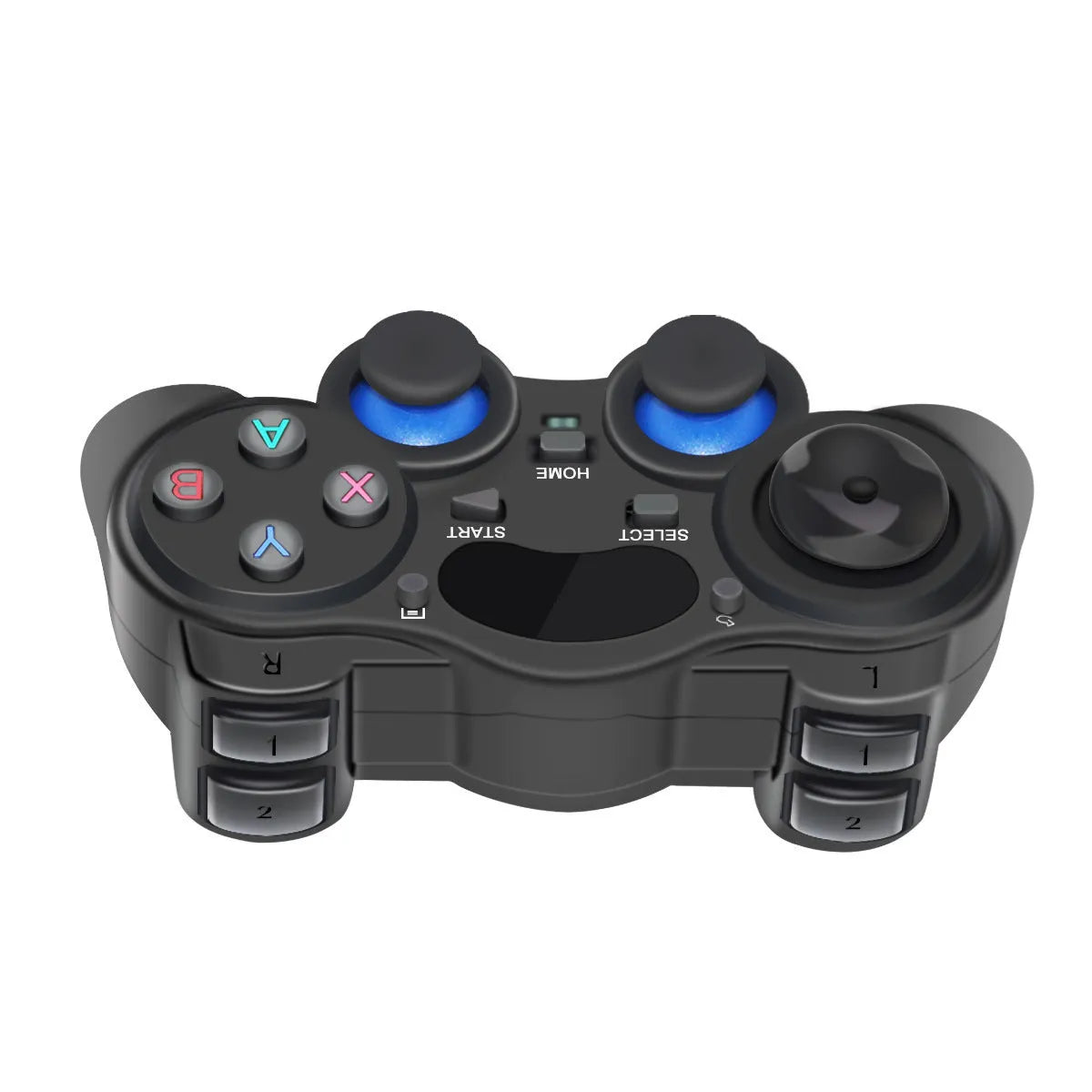 Black wireless gamepad with dual analog joysticks and cross keys for Android TV PC