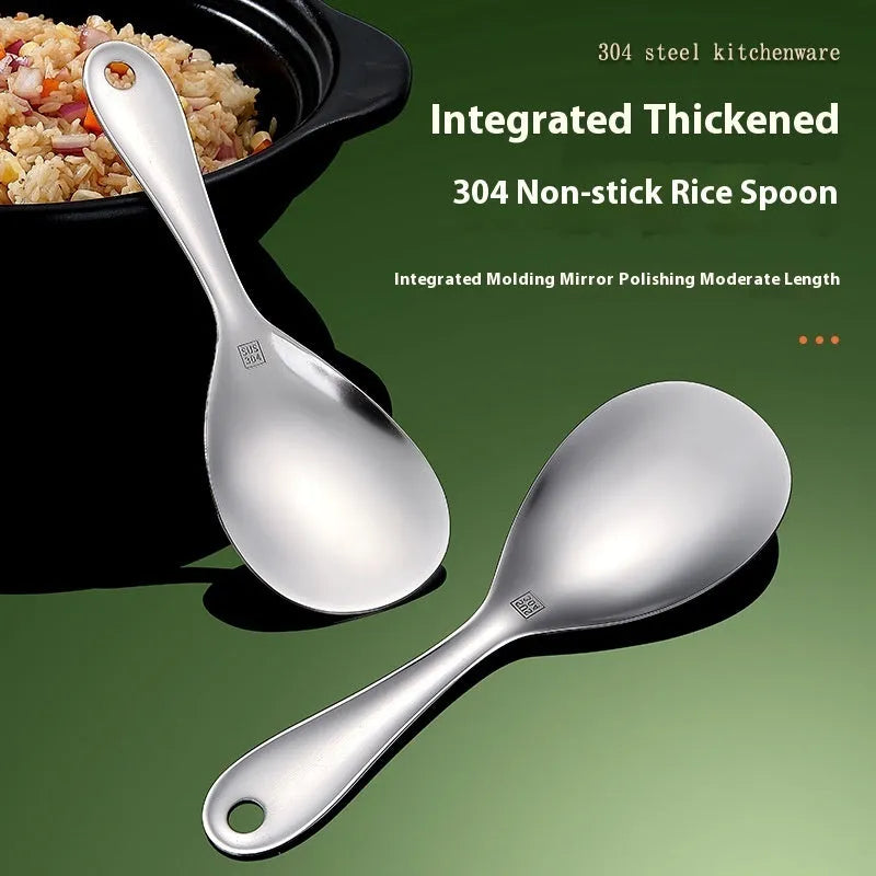 304 stainless steel meal spoon with thick handle and simple solid colour finish