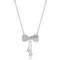 S925 sterling silver bow pendant necklace on O-ring chain with 40-45cm circumference