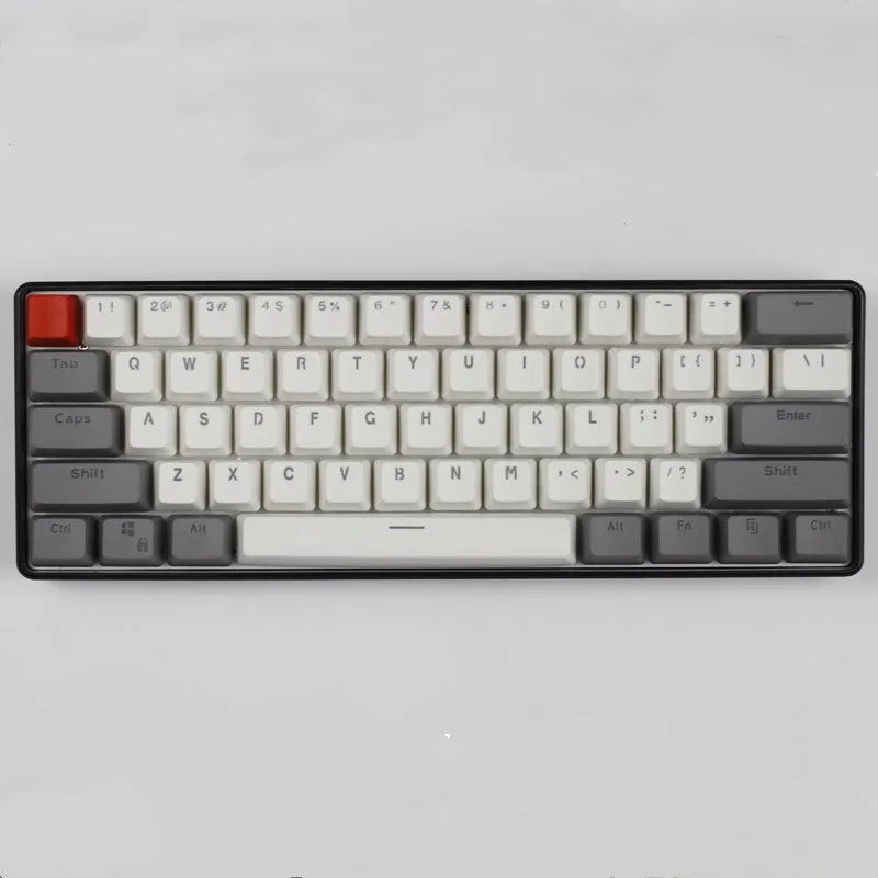 PBT transparent keycap set with OEM height profile and two-shot injection light-transmitting characters for 60% mechanical keyboards