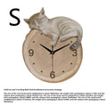 Cream style frameless poplar wall clock with silent movement and cat motif in oversized size