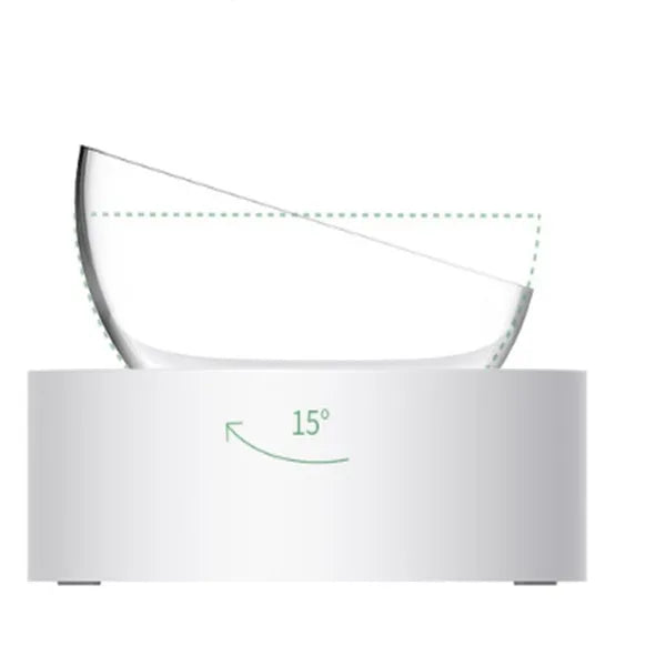 Transparent PC 15 degree adjustable cat bowl with ABS base on floor