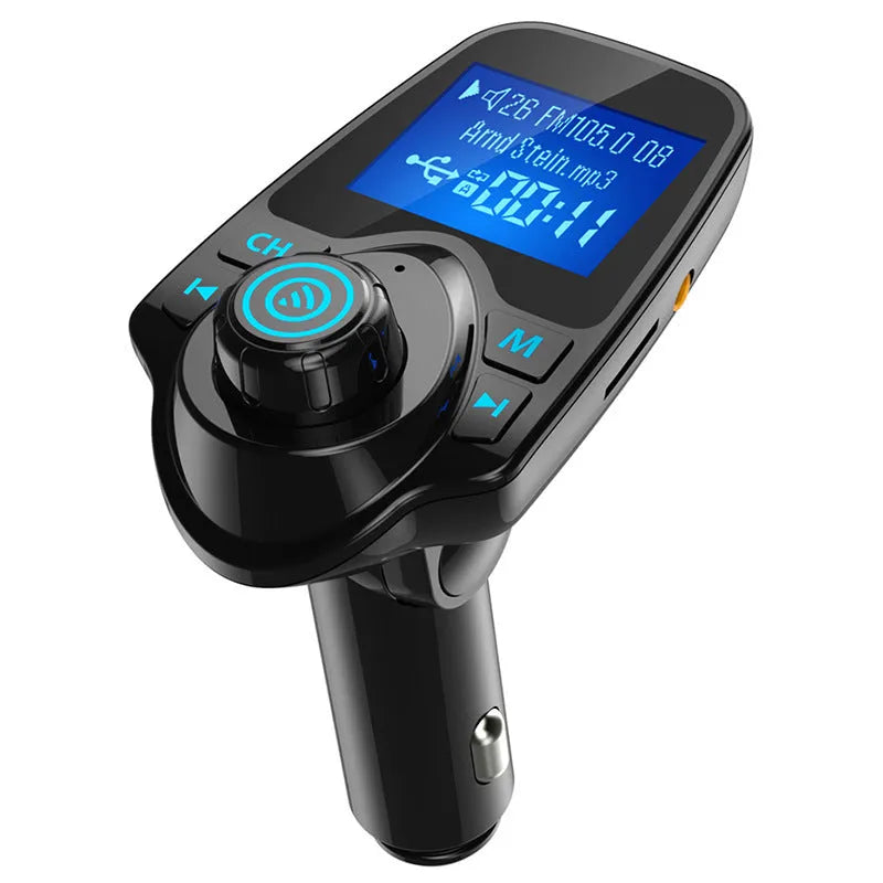 Black G7 car Bluetooth hands-free transmitter with FM functionality for wireless audio streaming