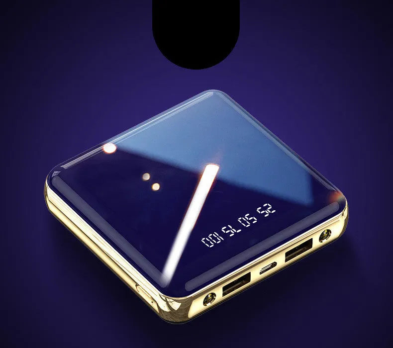 Compact 20000mAh power bank with multi-U ports in blue, green, grey, or red plastic casing