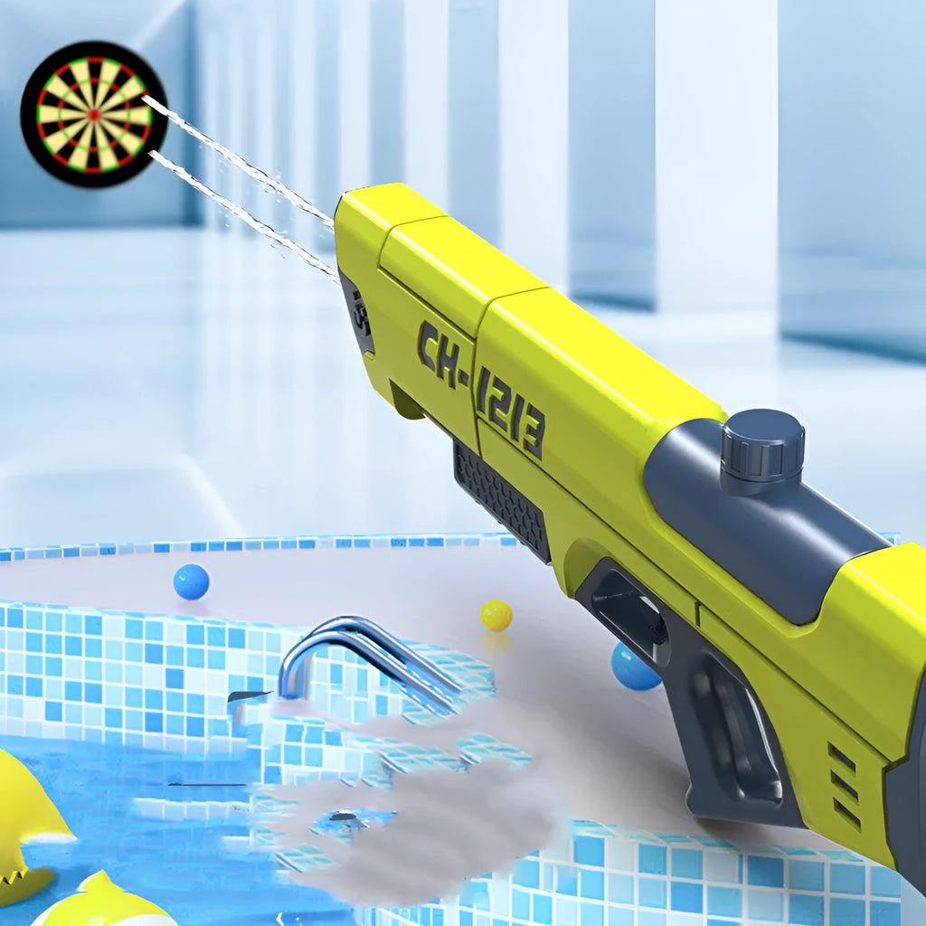 Electric water gun children's toy high pressure spray double nozzle pull-out plastic blue with water stream