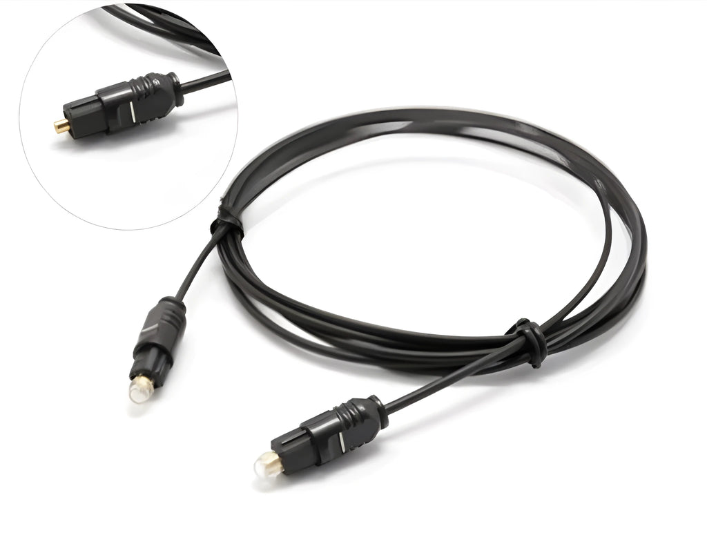 OD2.2 digital audio optical fibre Toslink cable with PVC jacket, shown with connector detail.