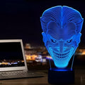 USB-powered 3D LED lamp showing seven colour options with touch control and compact desktop design