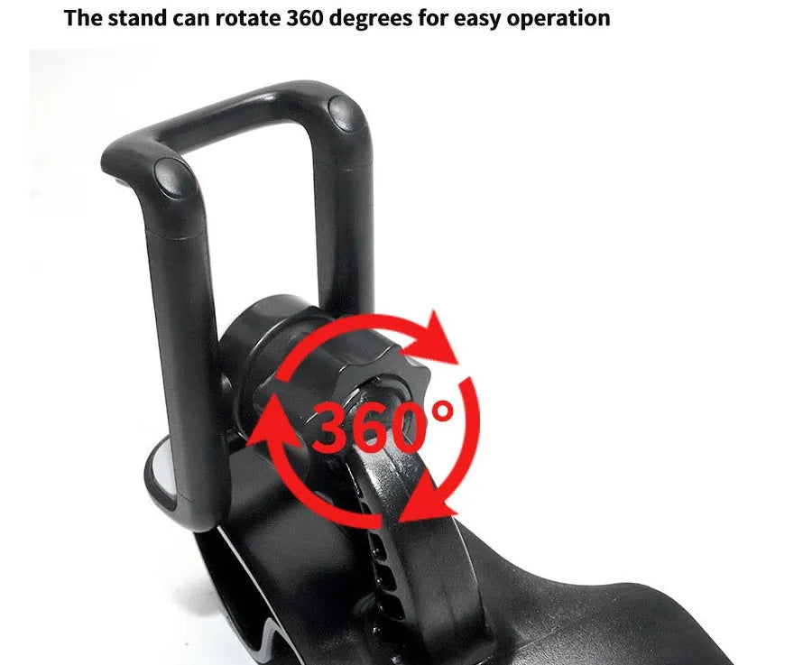 Black grey ABS plastic car pull clip phone holder with direct view, 360-degree rotation and 60-degree tilt