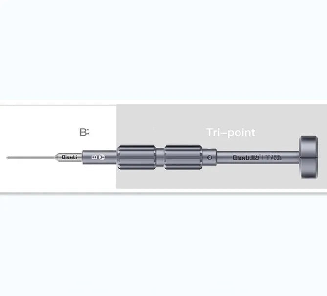 iPhone-compatible screwdriver with grenade-shaped aluminium handle and multiple bit types