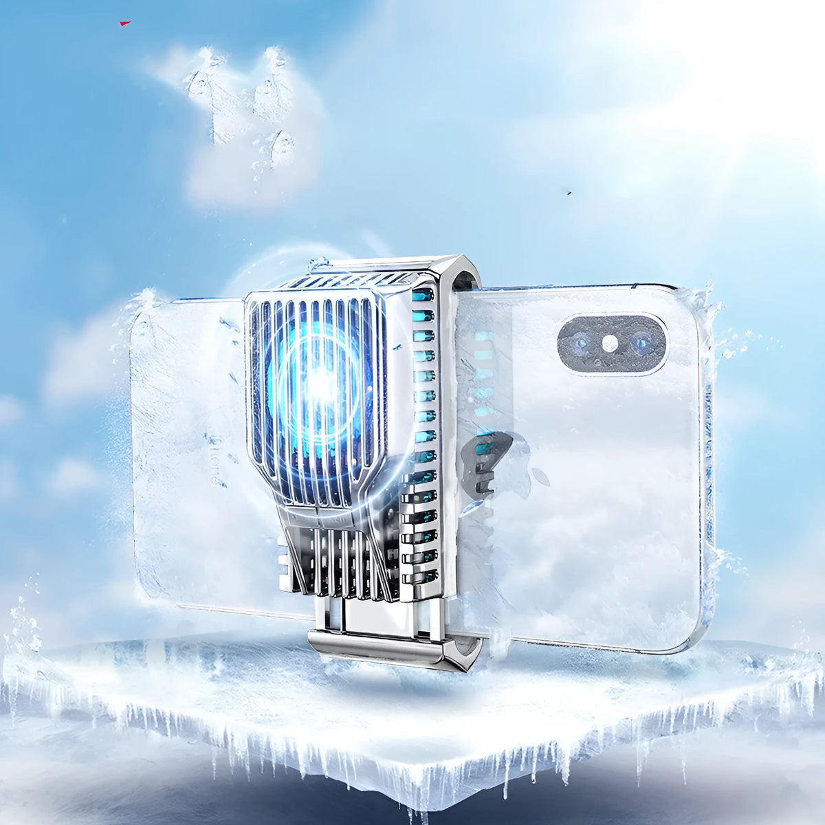 Clip-on mobile phone radiator with ABS aluminium alloy ceramic construction in Black colour for 4-7 inch smartphones