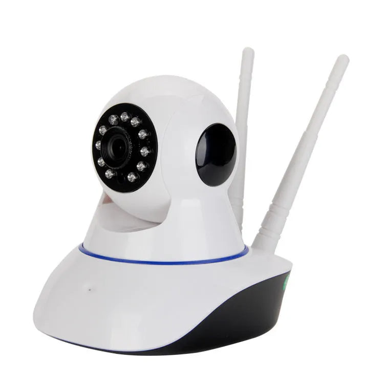 White plastic wireless indoor dome camera with 1080P HD lens on ceiling mount