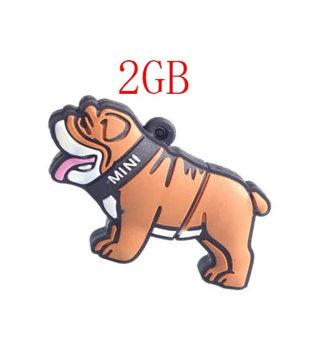 Creative Bulldog-shaped silicone USB flash drive with custom logo printing, USB 2.0 interface