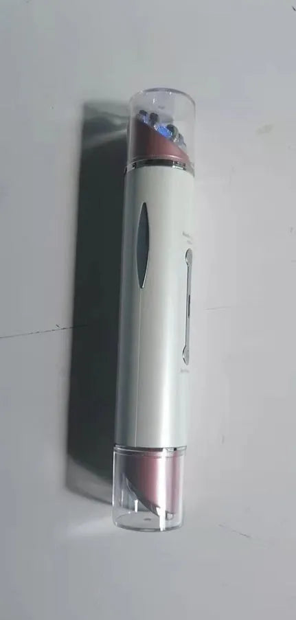 Piano white eye beauty instrument with USB cable, showing negative ion and ultrasonic wave modes