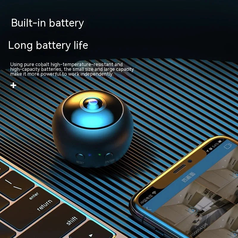 1080p wireless wifi surveillance camera with ABS plastic housing and wide-angle lens