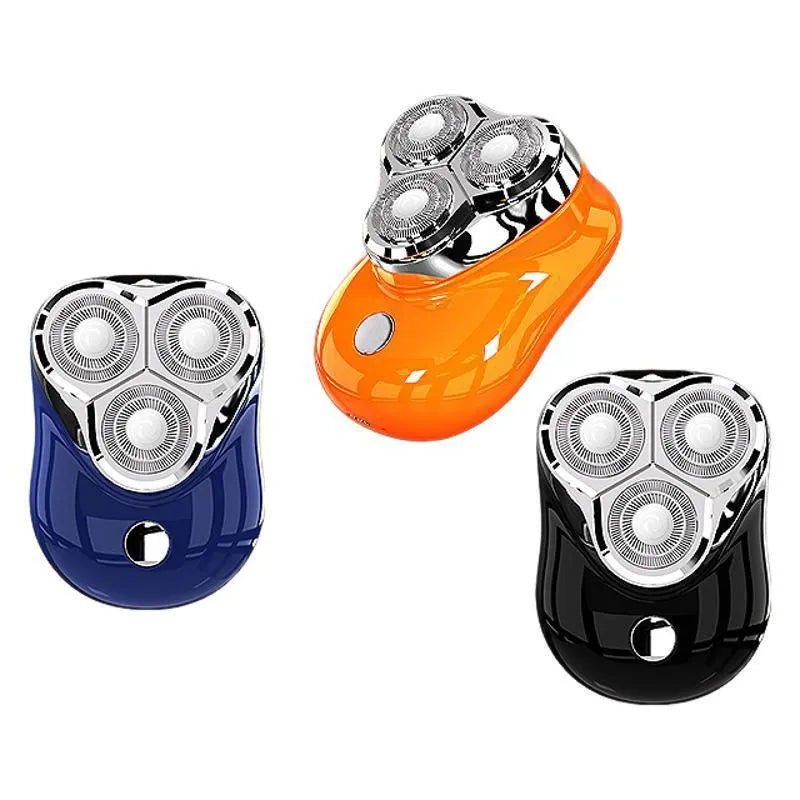 Electric magnetic suction floating three-blade shaver in piano black with floating cutter head