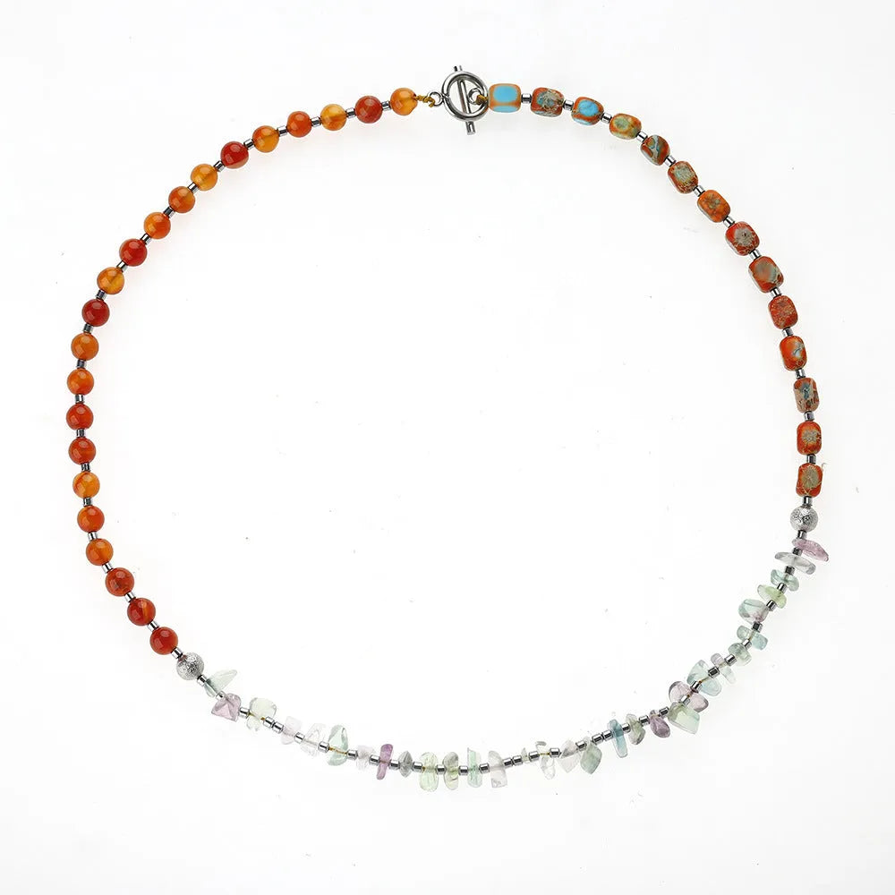 Hand-woven Persian Gulf agate bracelet with geometric round beads design