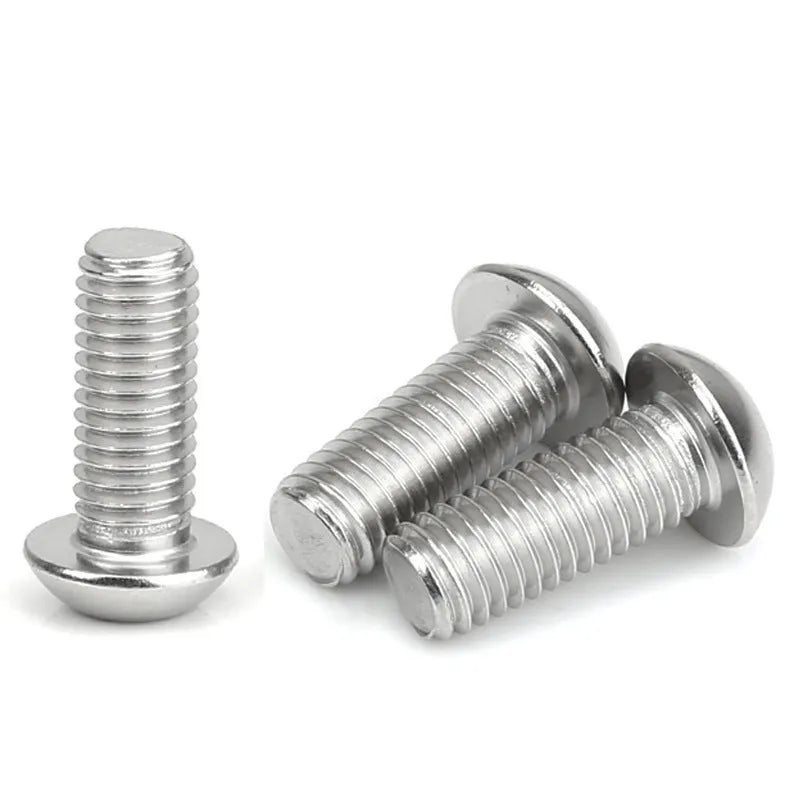Stainless steel half round head pan head hexagon screw with hexagon drive and whitewash finish