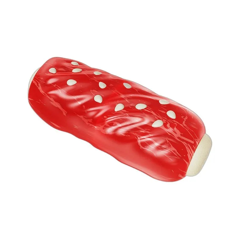 Hard plastic rod-shaped dog chew toy in a primary colour.