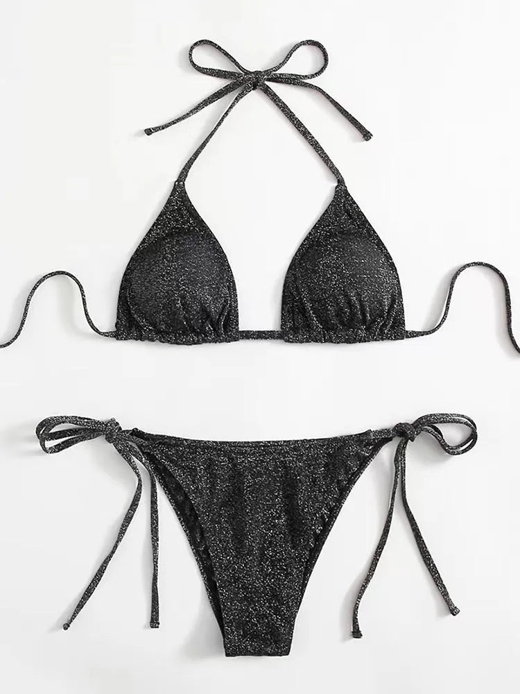 Women's split bandage style bikini swimsuit in multiple colours with briefs bottoms