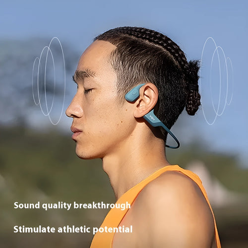 Knight Black bone conduction wireless Bluetooth earphones with neck-hanging titanium alloy frame.