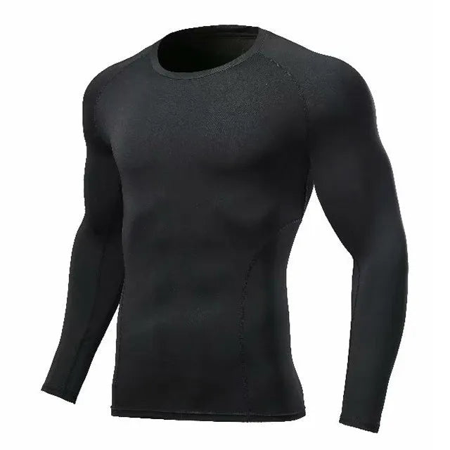 Men's polyester gym sweatshirt long-sleeve quick-dry running top with high elasticity, available in multiple colours
