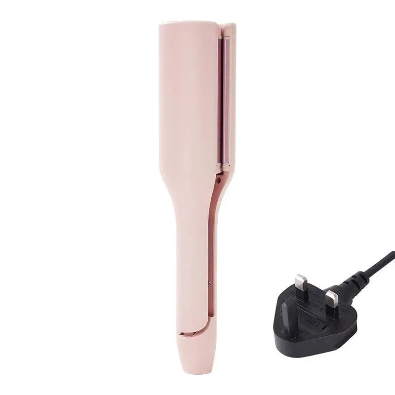 32mm deep wave hair curling iron in pink with 4 temperature settings and negative ion technology