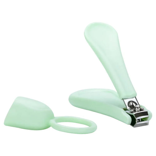 Obeini baby nail clippers with anti-splash design, plastic construction, green