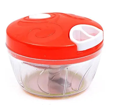 Green manual kitchen chopper with three stainless steel blades and a 500ml capacity.