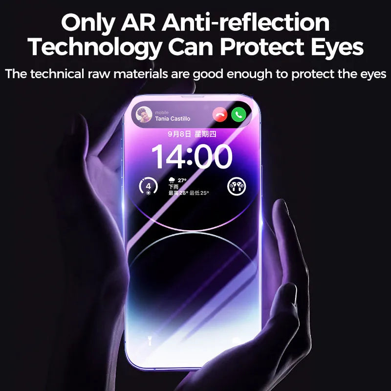 Tempered glass screen protector with anti fingerprint coating for iPhone 14 13 12 series front film