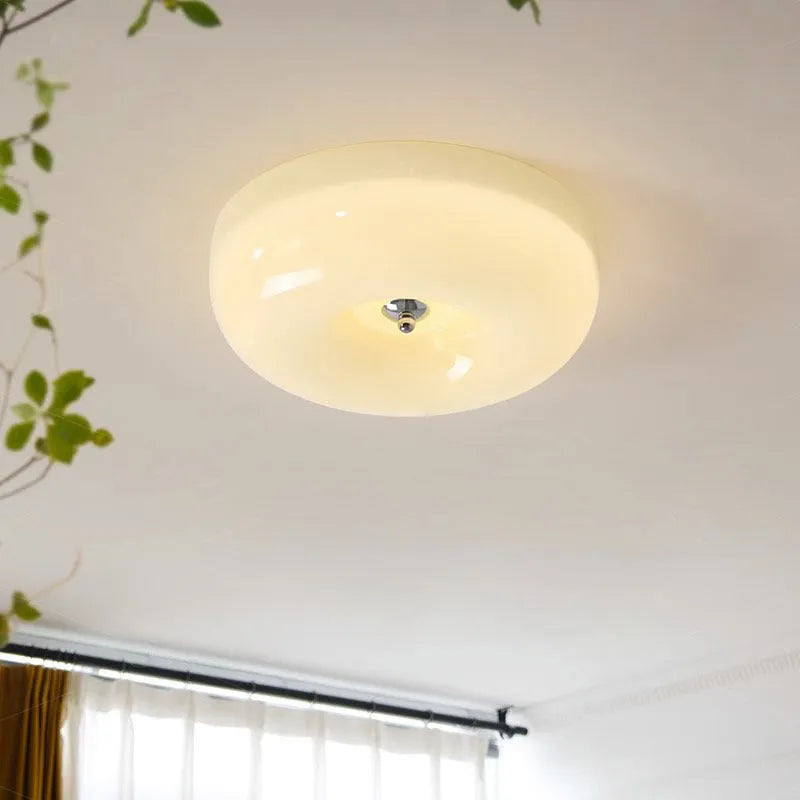 American style cream bedroom ceiling lamp with three-colour light function on ceiling