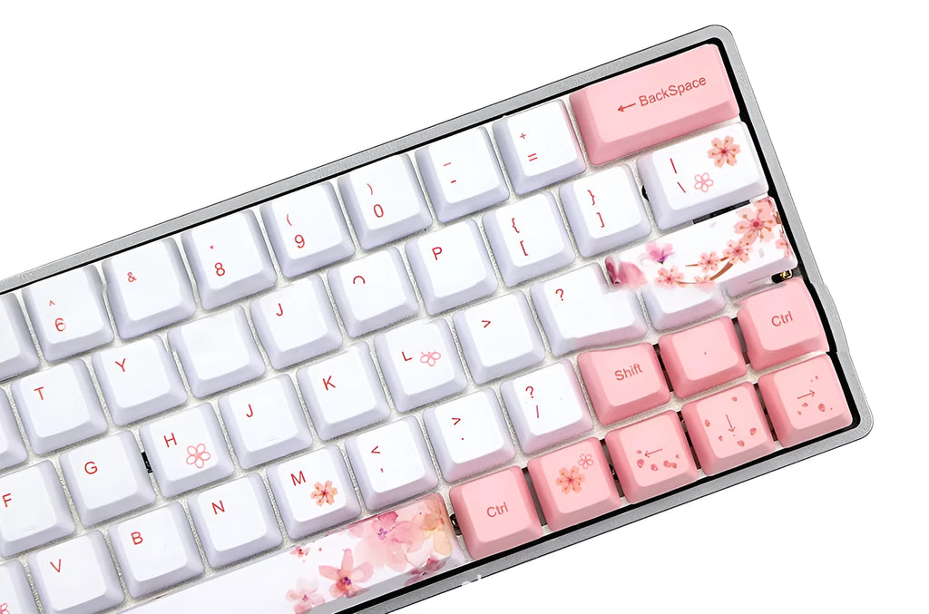 Pink PBT mechanical keyboard keycap with OEM profile and five-sided sublimation printing
