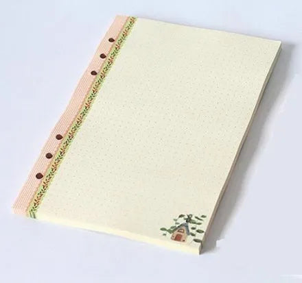 Coloured A5 A6 binder filler paper sheets with various page styles for planners and diaries