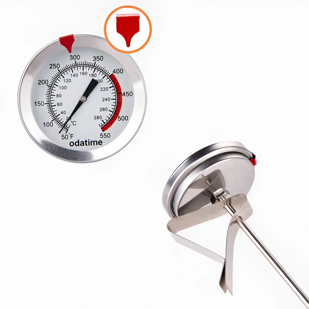 Digital food thermometer with stainless steel probe for oven, oil and liquid temperature measurement