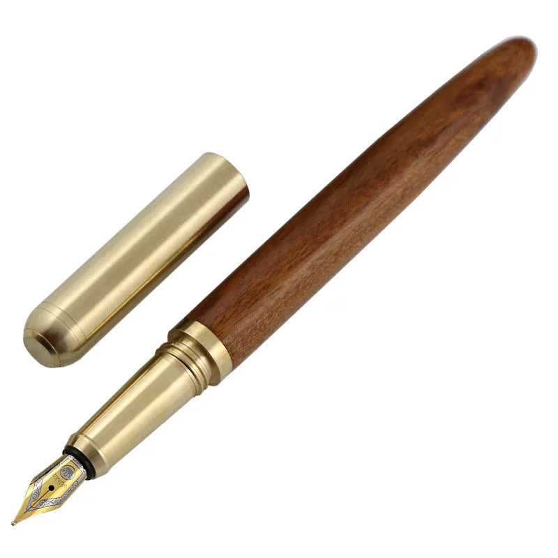 African rosewood fountain pen with brass cap and 0.7mm stainless steel nib