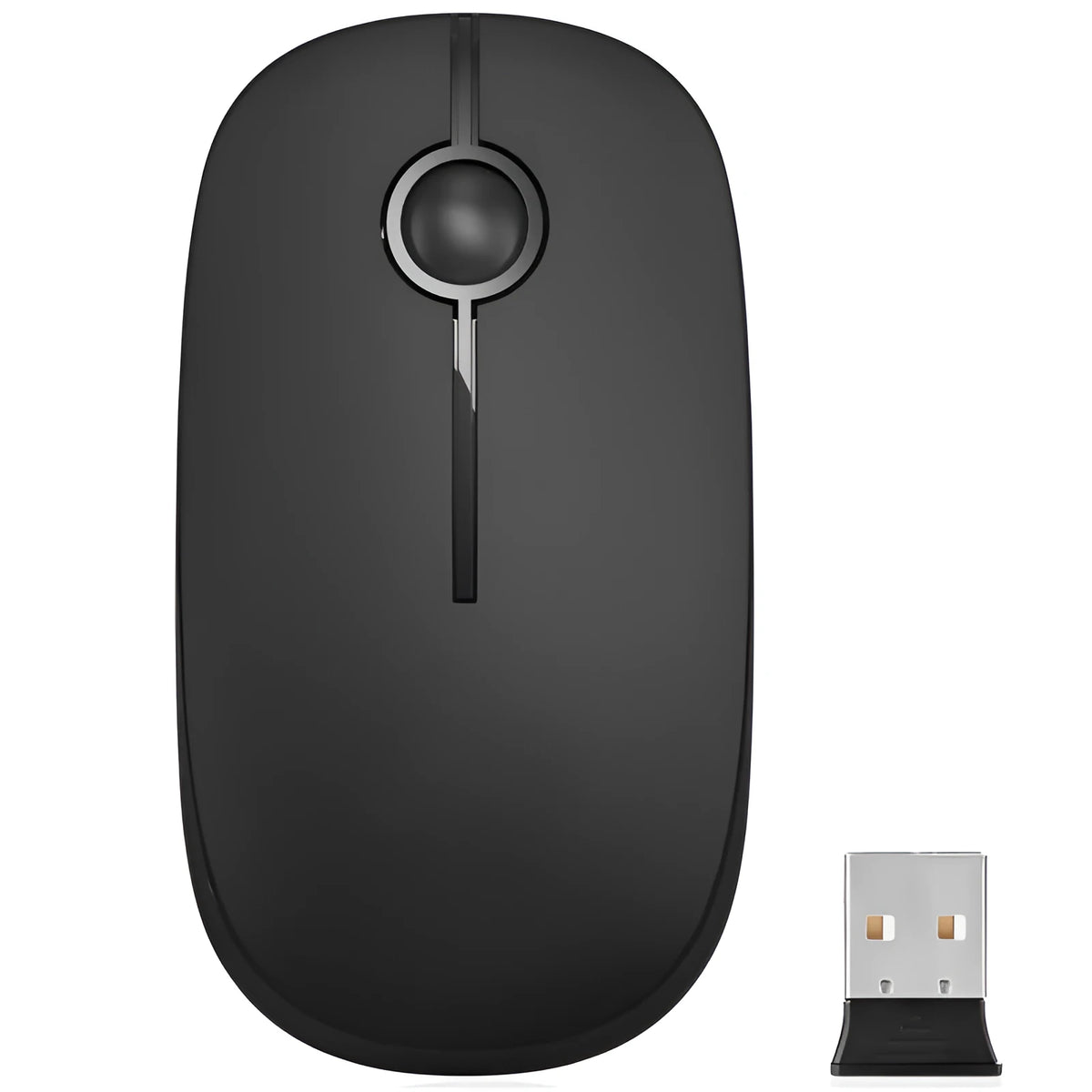 2.4G wireless mouse black with USB receiver, compact 120x66x36mm design