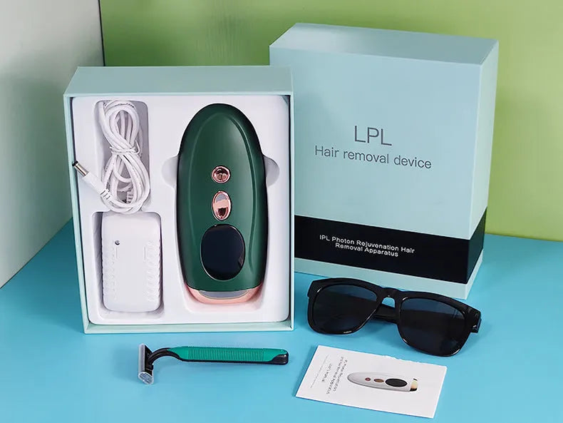 Laser freezing point epilator in green and white colours for full body hair removal