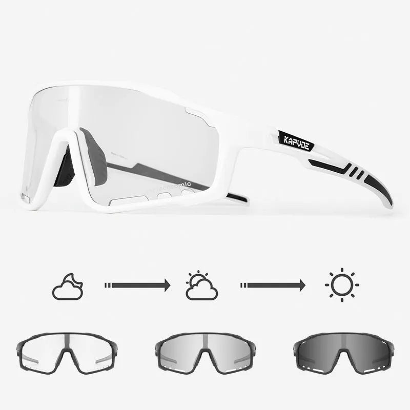 TR90 semi-rimless cycling sunglasses with photochromic lens in multiple colour options