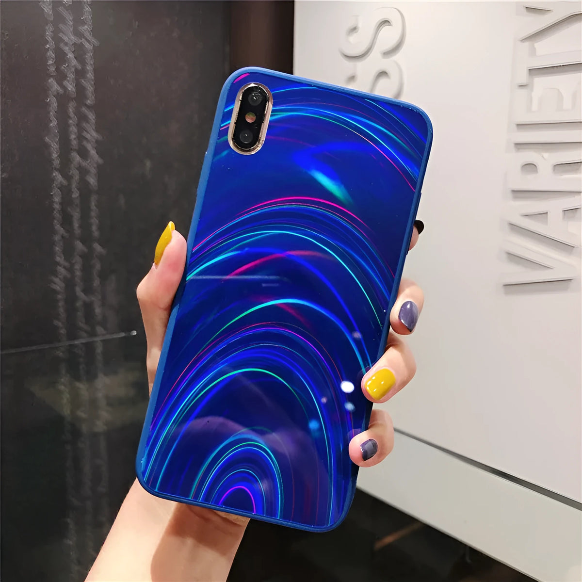 Rainbow mirror TPU PC acrylic glitter phone case in pink, black, silver, purple, red, green, blue for Samsung A20 and iPhone 6